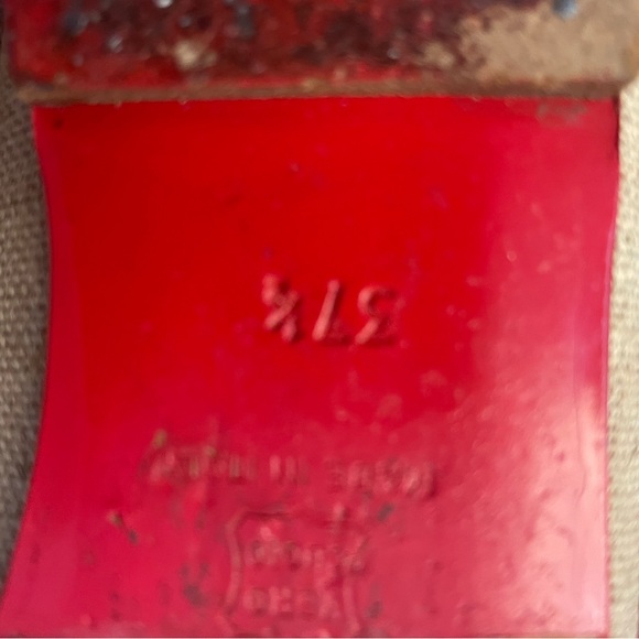 CHRISTIAN LOUBOUTIN linen & calfskin BALLET FLATS.  Size 37.5 - Picture 5 of 10